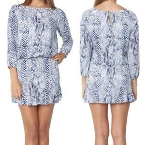 SOFT JOIE Arryn Blue/White Snakeskin Print Mini Dress NWOT